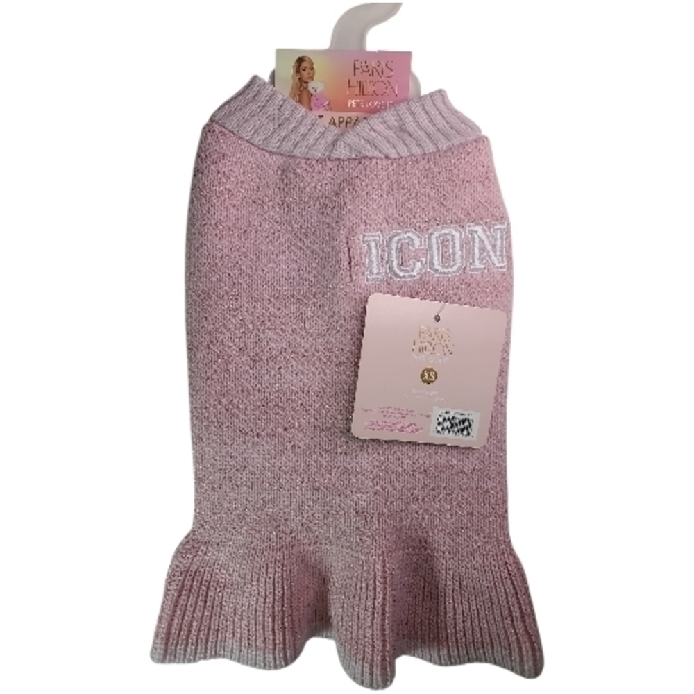 Paris Hilton Warm Metallic Pink Dog Sweater XS